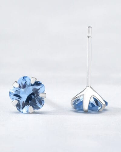 925Sterling Silver Birthstone Stud Earrings 4A CZ March