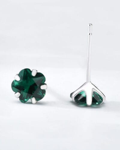 925Sterling Silver Birthstone Stud Earrings 4A CZ May