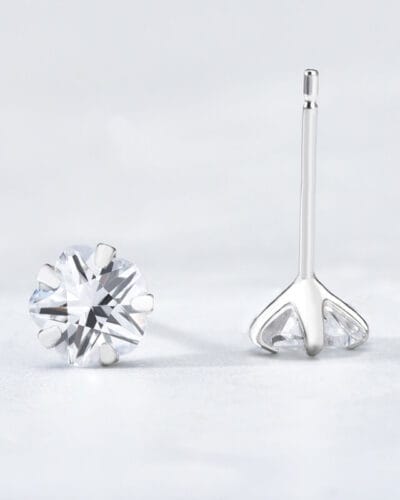 925Sterling Silver Birthstone Stud Earrings 4A CZ April