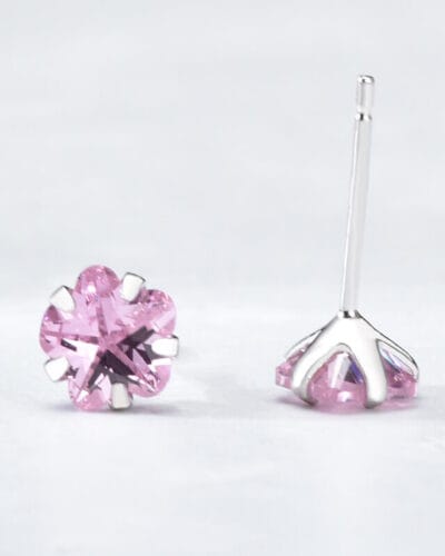 925Sterling Silver Birthstone Stud Earrings 4A CZ October