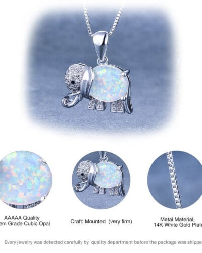 925 Sterling Silver Blue Opal Elephant Necklace 1