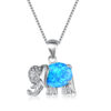 925 Sterling Silver Blue Opal Elephant Necklace