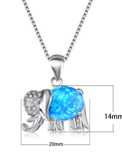 925 Sterling Silver Blue Opal Elephant Necklace 7
