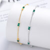 925 Sterling Silver Box Chain Bracelet with Square Gemstones show