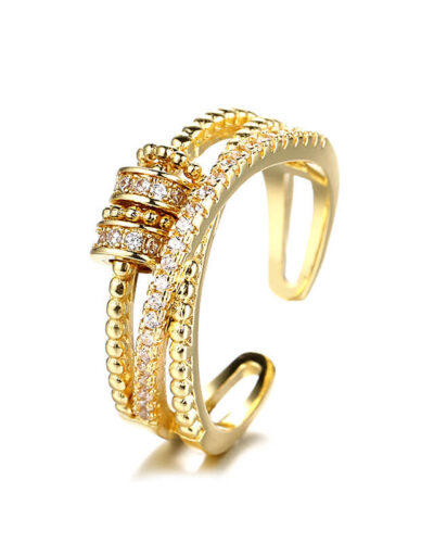 925 Sterling Silver Fidget Spinner Ring for Women GOLD