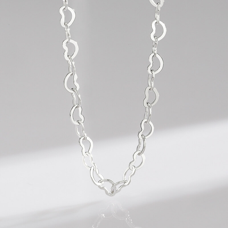 925 Sterling Silver Heart Link Chain Wave Chain Wholesale