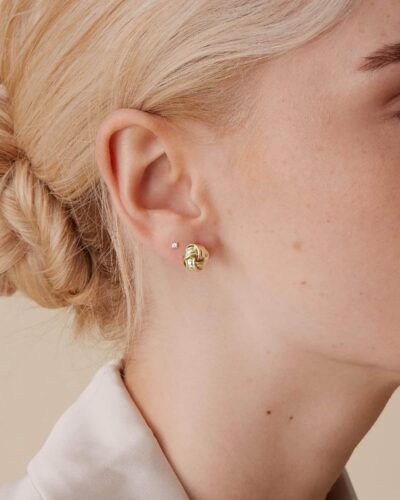 Alternative Ansicht von 925 Sterling Silver Love Knot Stud Earrings 14K Gold-plated