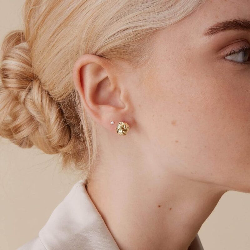 925 Sterling Silver Love Knot Stud Earrings 14K Gold plated 1