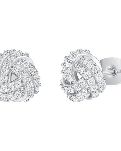 925 Sterling Silver Love Knot Stud Earrings 14K Gold-plated SILVERY STYLE1