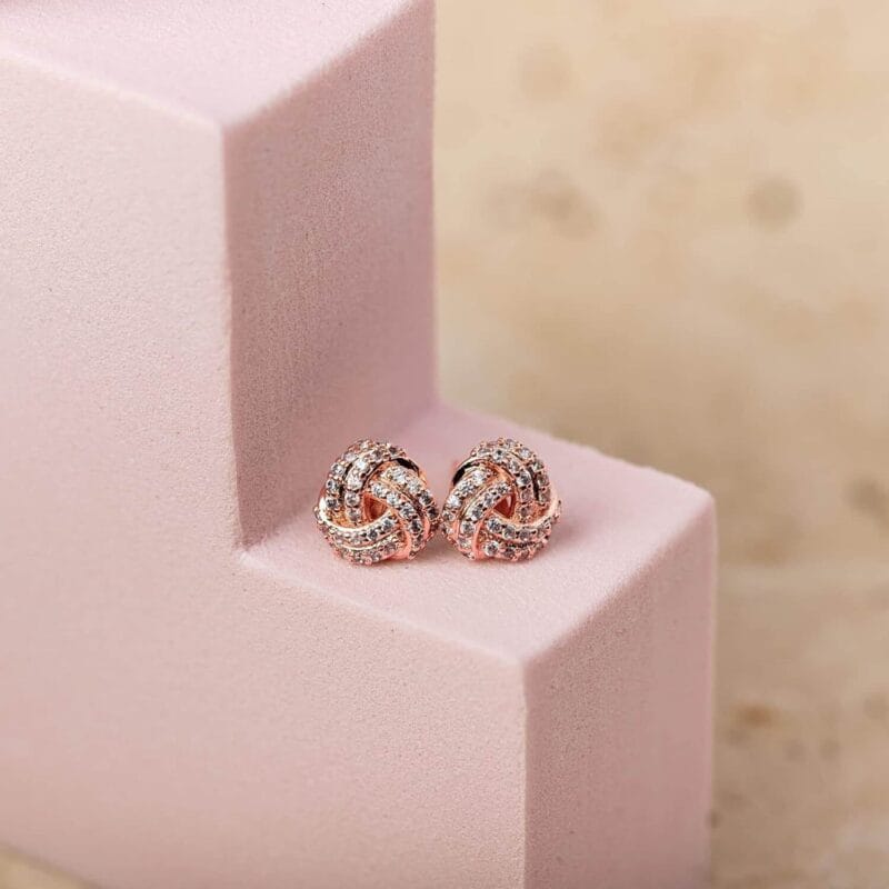 925 Sterling Silver Love Knot Stud Earrings 14K Gold plated 7
