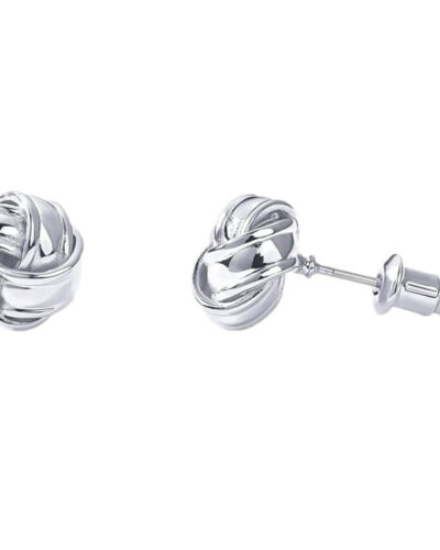 925 Sterling Silver Love Knot Stud Earrings 14K Gold-plated STYLE2 SILVERY