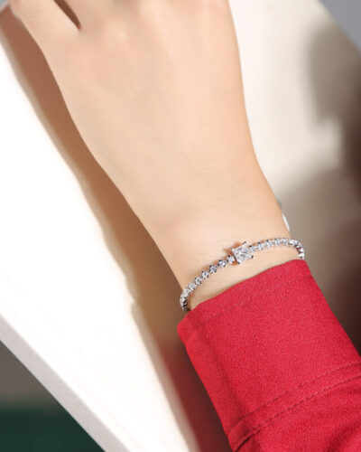 Alternatief beeld van 925 Sterling Silver Moissanite Bracelet with Square Cut