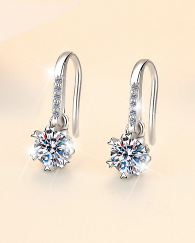 925 Sterling Silver Moissanite Earring with Flower design