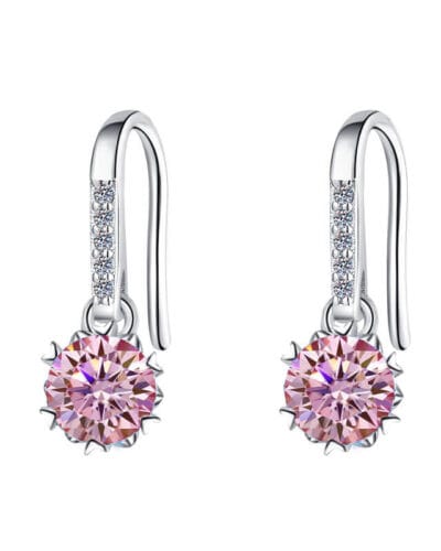 925 Sterling Silver Moissanite Earring with Flower design
