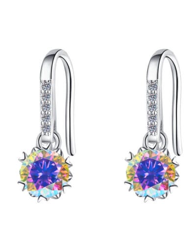 925 Sterling Silver Moissanite Earring with Flower design