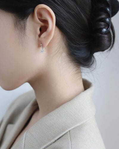 925 Sterling Silver Moissanite Earring with Flower design