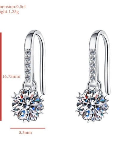 925 Sterling Silver Moissanite Earring with Flower design