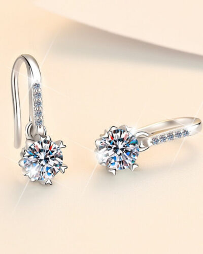 925 Sterling Silver Moissanite Earring with Flower design