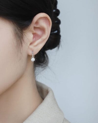 925 Sterling Silver Moissanite Earring with Flower design 3