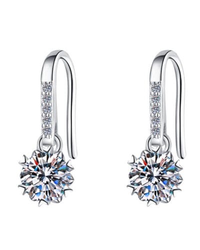 925 Sterling Silver Moissanite Earring with Flower design