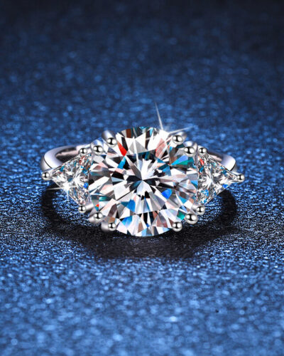 925 Sterling Silver Moissanite Ring 5CT D Colored