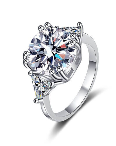 925 Sterling Silver Moissanite Ring 5CT D Colored