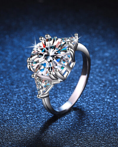 925 Sterling Silver Moissanite Ring 5CT D Colored SHOW