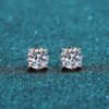 925 Sterling Silver Round Moissanite Stud Earrings