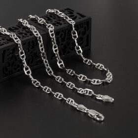 925 Sterling Silver Puffed Mariner Chain Necklace show