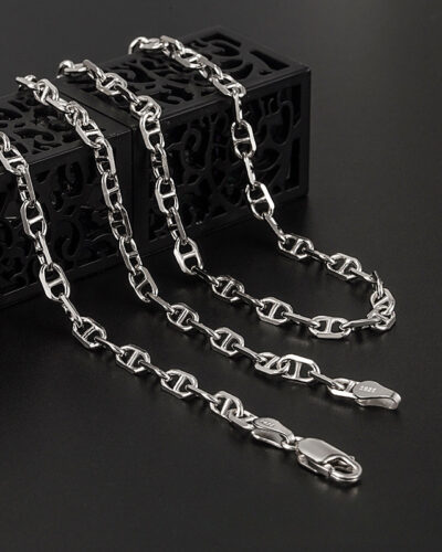925 Sterling Silver Puffed Mariner Chain Necklace show