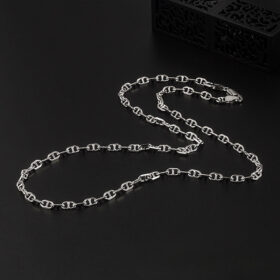 925 Sterling Silver Puffed Mariner Chain Necklace