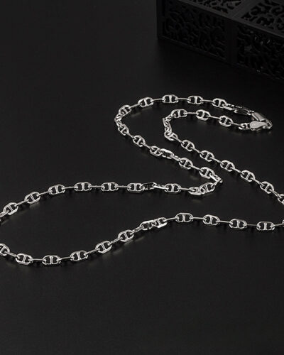 925 Sterling Silver Puffed Mariner Chain Necklace