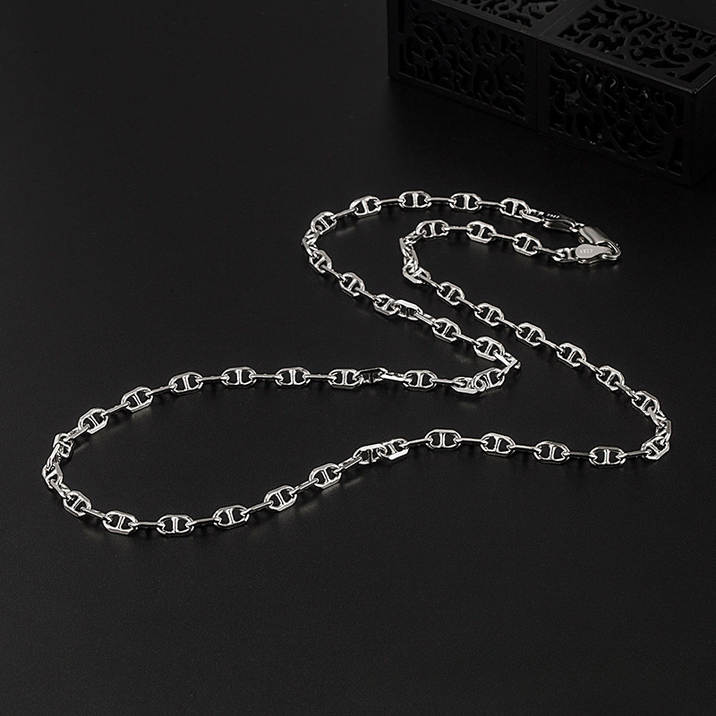 925 Sterling Silver Puffed Mariner Chain Necklace