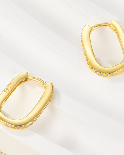 Alternative view of 925 Sterling Silver Rectangle Hoop Earrings