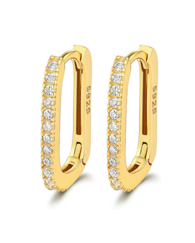 925 Sterling Silver Rectangle Hoop Earrings Wholesale GOLD