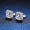 925 Sterling Silver Square Stud Moissanite Earrings