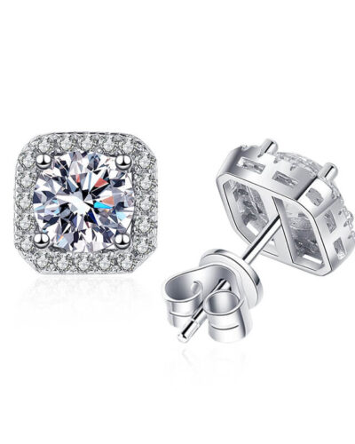 925 Sterling Silver Square Stud Moissanite Earringsの別ビュー