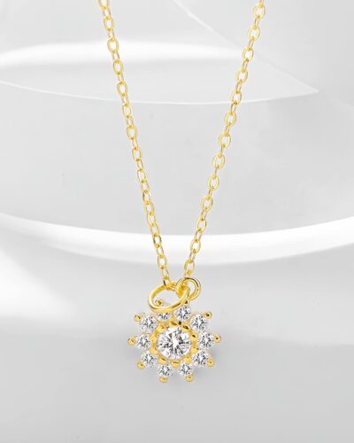 925 Sterling Silver Sunflower Necklace for Women GOLD