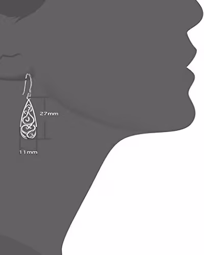 925 Sterling Silver Teardrop Dangle Earrings Hollowedの別ビュー