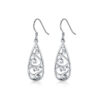 925 Sterling Silver Teardrop Dangle Earrings Hollowed WHITE GOLD
