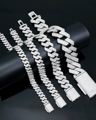 925 Sterling Silver VVS1 Moissanite Cuban Link Bracelets Wholesale (3)