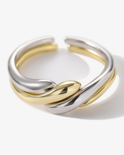 925 Sterling Silver Wave Ring Stacked Adjustable