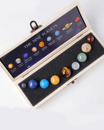 9Pcs Planet Gemstones Crystal Box Specimen Set Bulk