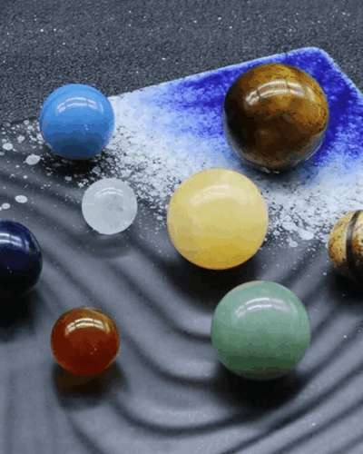 9Pcs Planet Gemstones Crystal Box Specimen Set Bulk
