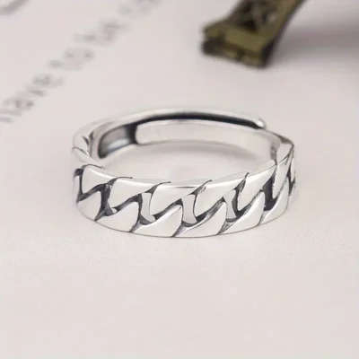 Adjustable 925 Sterling Silver Band Ring Men Women Wholesale (3)