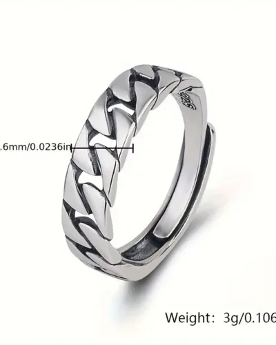 Alternative view of Adjustable 925 Sterling Silver Band Ring Men Women Wholesale