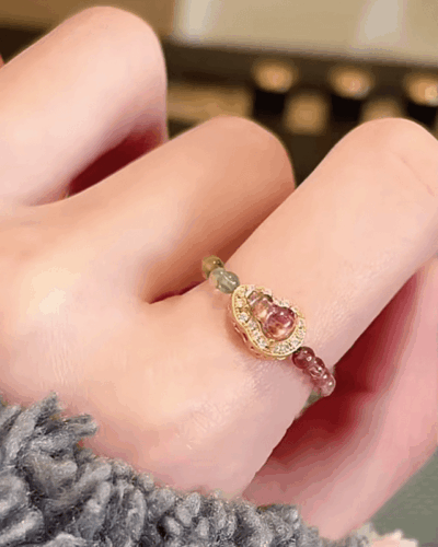 Natural Tourmaline Stone Ring Feng Shui Wealth Gourd Ring Bulk