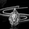 Aggressive Lion Head Pendant Stainless Box Chain Necklace Wholesale (2)