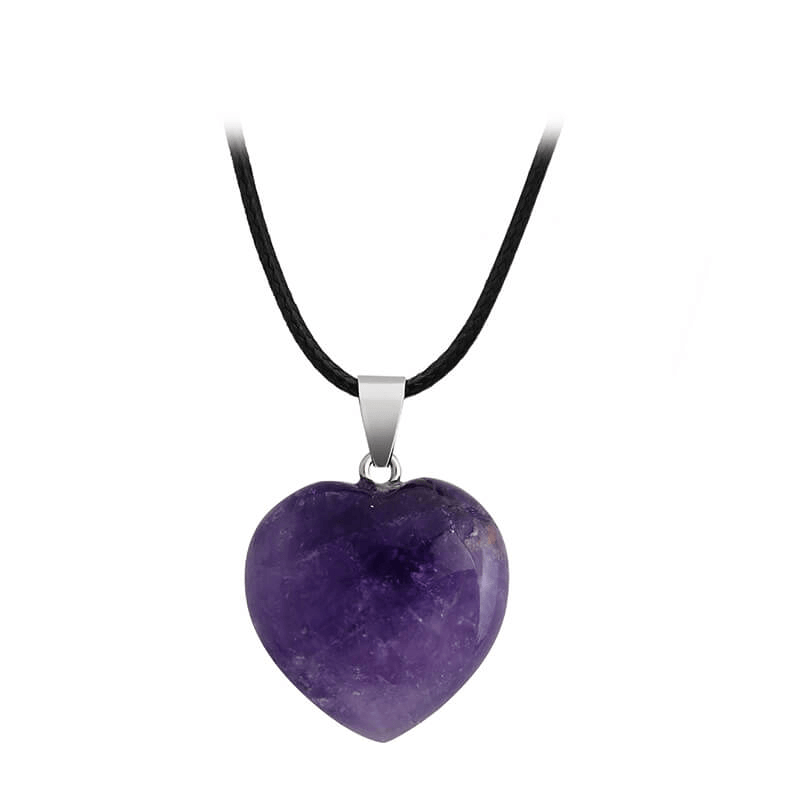 Hand-Carved Heart Shaped Pendant Crystal Necklace Unisex Wholesale