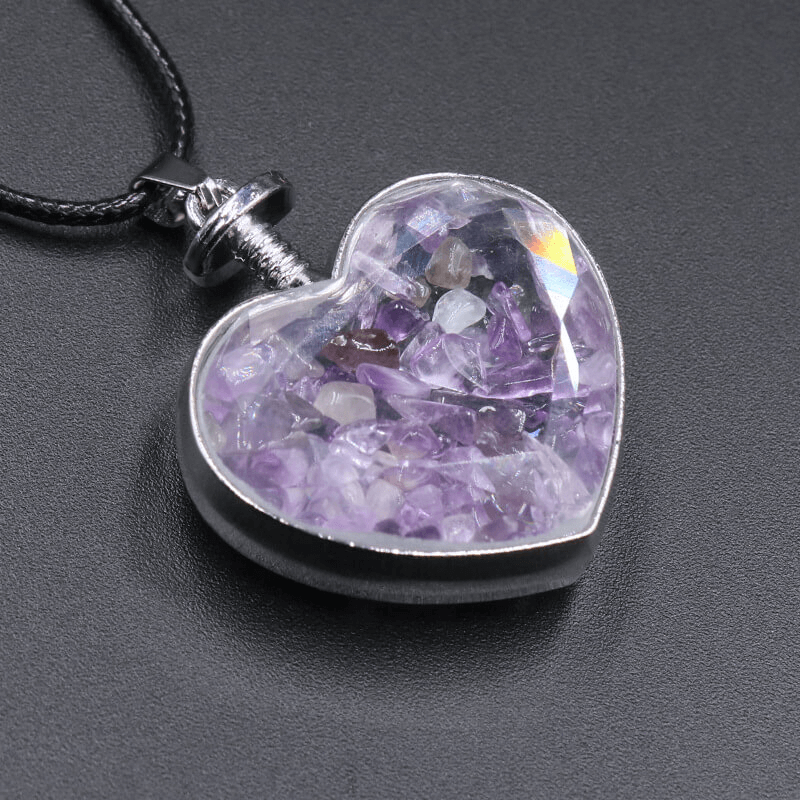 Simple Heart Citrine Crystal Necklace Chip Stones Pendant Wholesale